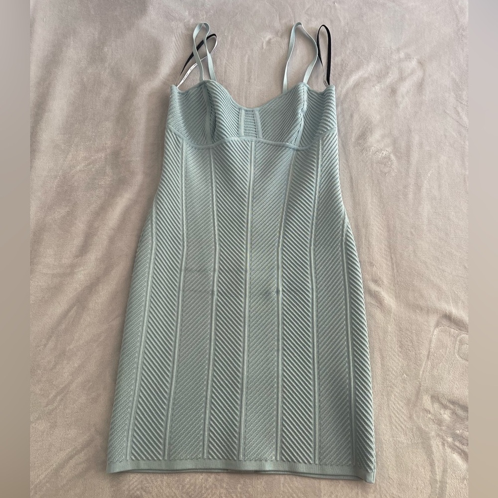 Herve Leger Strapless Light Blue Dress